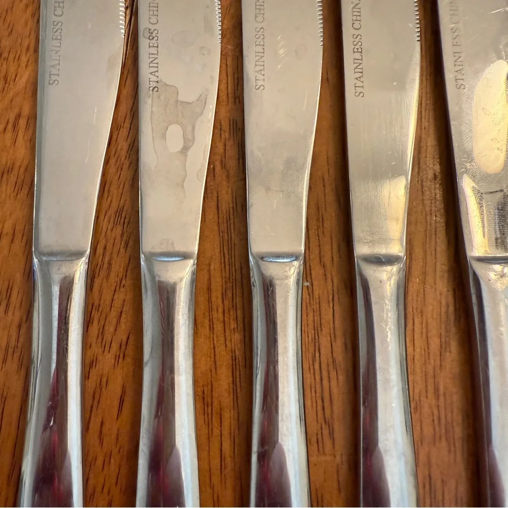 Lot Of‎ 8 Stainless Steel Butter Knives Dinner Knife Solid Square Ends